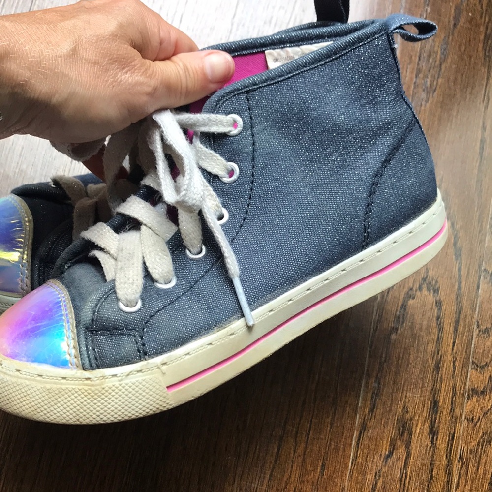 JoJo denim high tops with bows removed